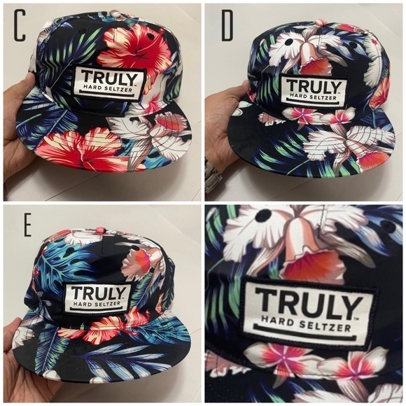 Truly Hard Seltzer Cap OS Trucker Cap Hibiscus Print - Picture 1 of 9